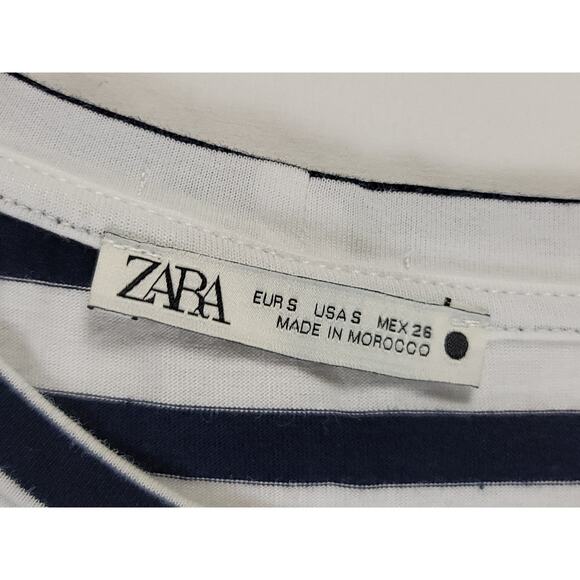 Zara Diving Moments Pearls‎ Anchor Sea Shirt Striped Round Neck Women's Small - Picture 5 of 9